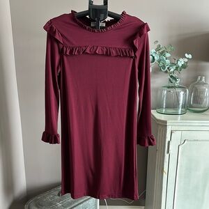 Philosophy NWT Burgundy Ruffle Long Sleeve Dress